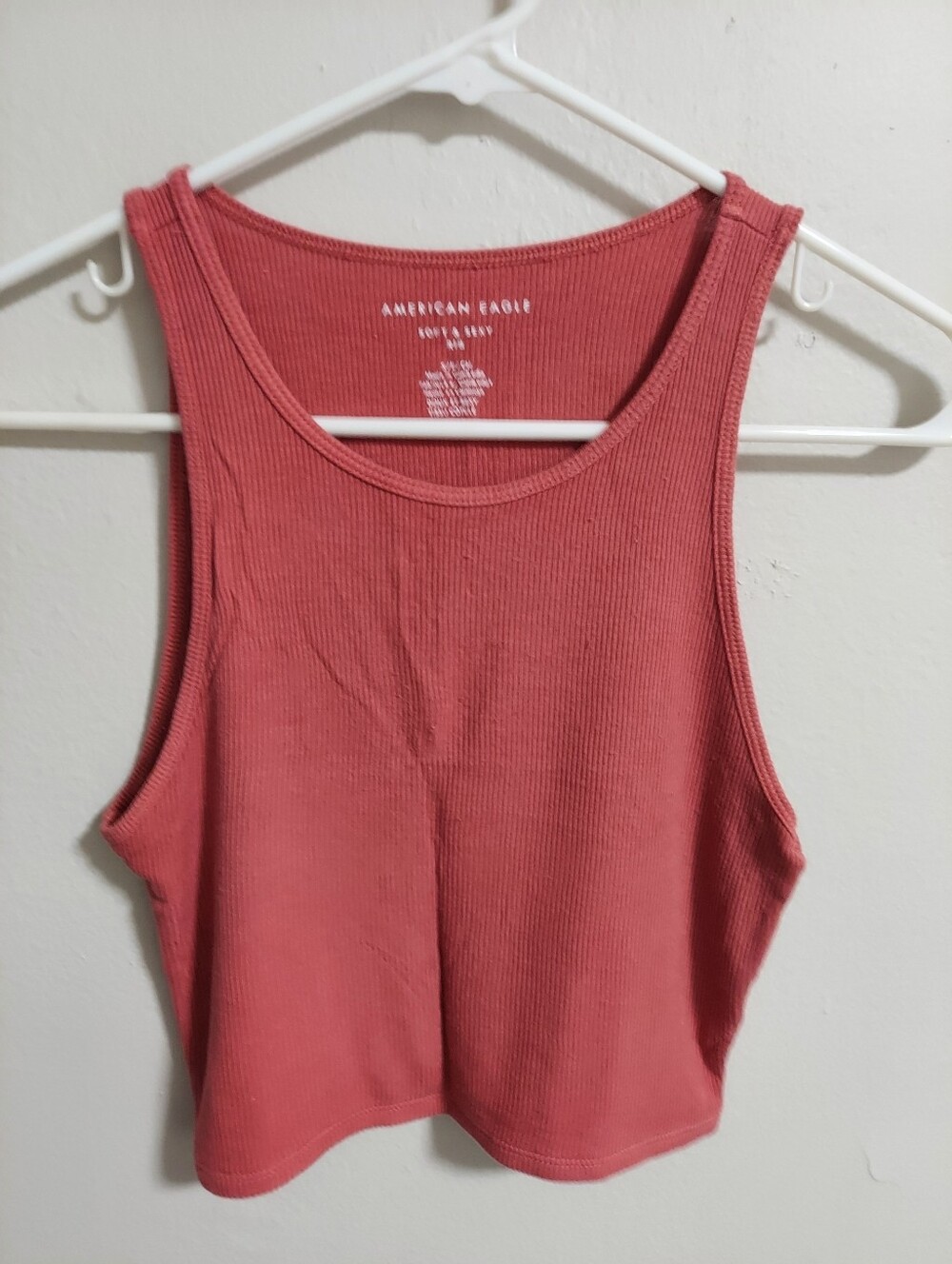 American Eagle Outfitters Ribbed Cropped Tank Top - Rose